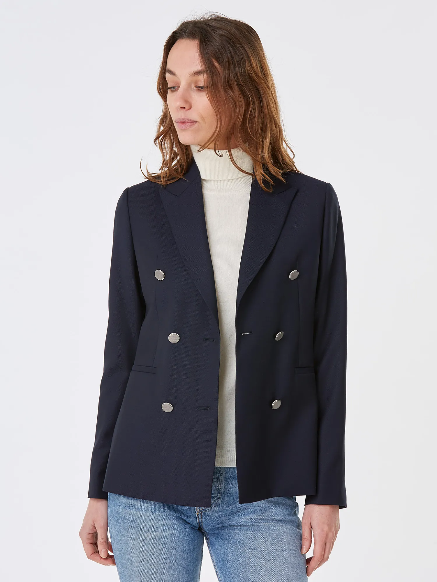 Femme Bruce Field Blazer Caroline croisé pure laine à boutons argentés