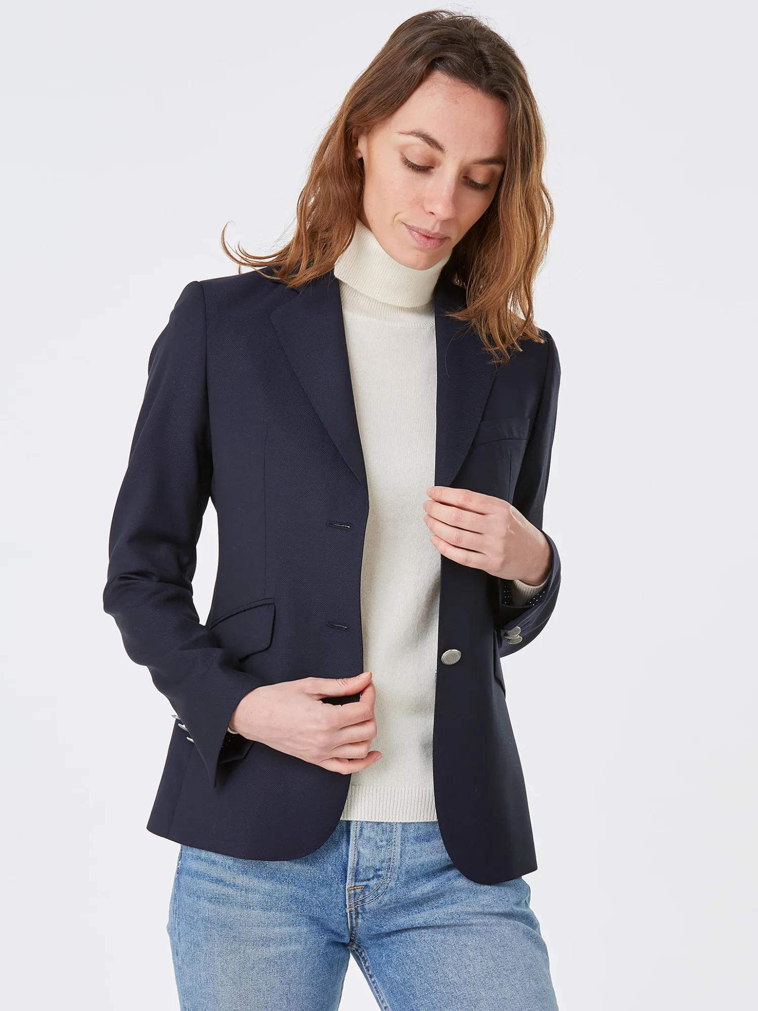 Femme Bruce Field Blazer Daniela natté pure laine à boutons dorés