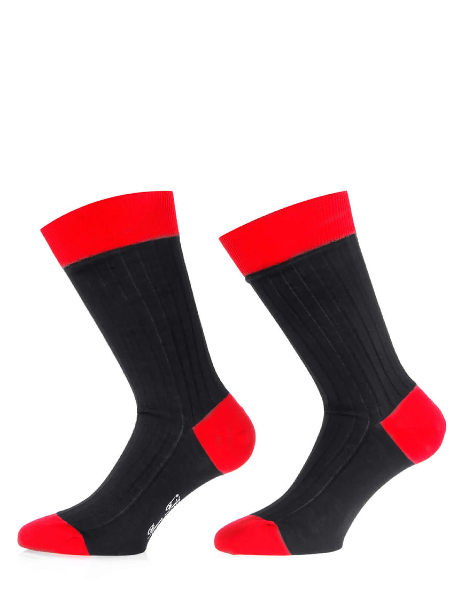 Bruce Field Chaussettes homme fil d'Ecosse 100% coton noires et rouges